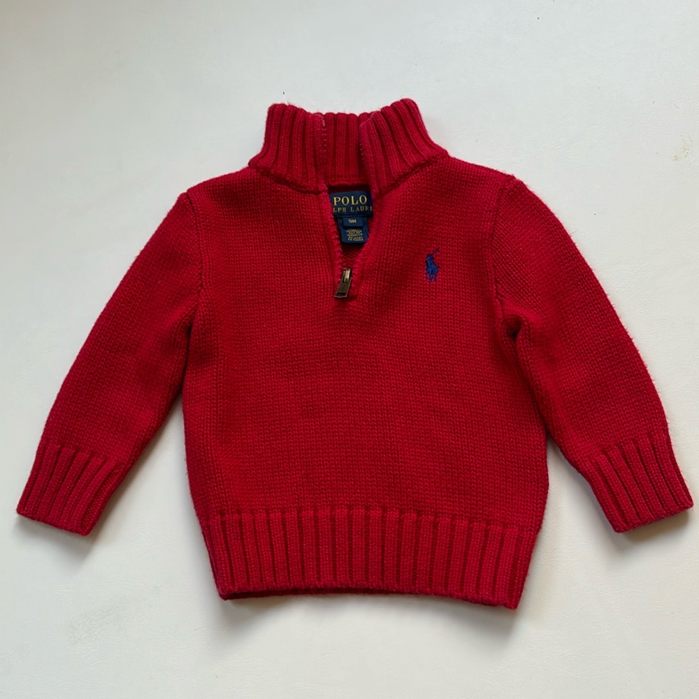 EUC Baby Polo Ralph Lauren Quarter Zip Knit Sweater